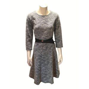 Calvin Klein Womens Black and White Textured Knit Dress Size 12 With Belt